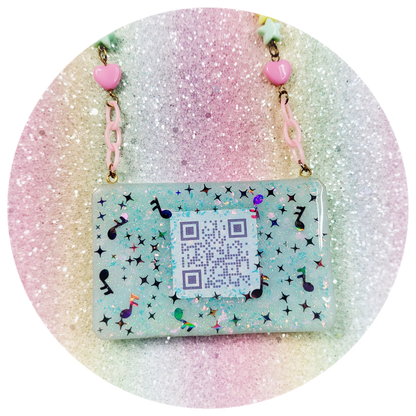 Cassette Necklace (with QR CODE of favourite song!)